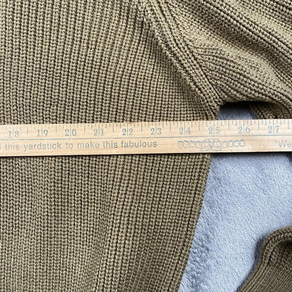 Orvis Sweater Mens Size L Tan Military Commando Shawl Collar Button Elbow Patch - Picture 10 of 13